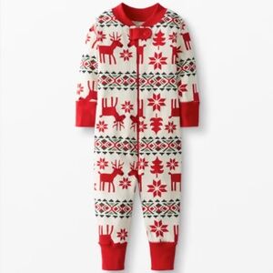 Hanna Andersson- Dear Deer reindeer family pajama onesie, 9-12 months